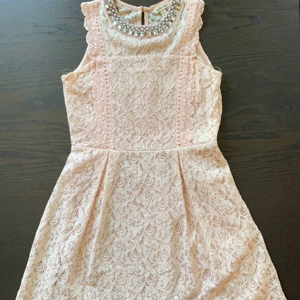 Sophia + Zeke Girls Blush Pink Lace Party Dress Size 12